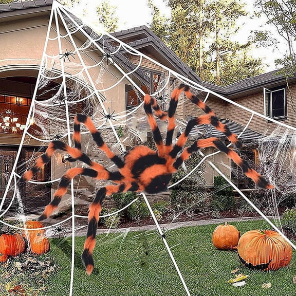 Halloween Colored Spider Decoration,Colorful Giant Scary Halloween Props,Realistic Hairy Colorful Spider Set for Window Yard Party Haunted House Indoor Outdoor Decor(90cm)