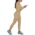 thumbnail image 3 of Douhoow Womens 2 Piece Tracksuit Solid Color Long Sleeve Bodycon Crop Top Long Pants Set, 3 of 6