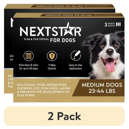 (2 pack) NEXTSTAR Flea & Tick Topical Prevention for Dogs 23-44 lbs, 3-Month Supply