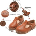 thumbnail image 3 of DADAWEN Girl's Mary Jane T-Strap Flats Dress Shoes Princess Shoes School Uniform Shoes Picture Day Shoes Brown 11.5 Little Kid, 3 of 6