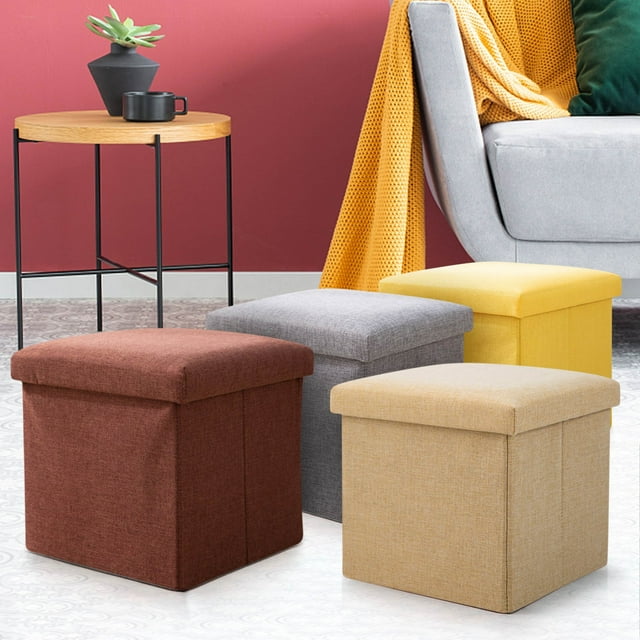 Storage Bench with Seat,Home Decor Fabric,Foldable Stool,Multi-Use Footstool,Colorful Fabric,Easy Storage,Perfect for Living Room,Bedroom,Dressing Area,Ideal for Kids&Adults