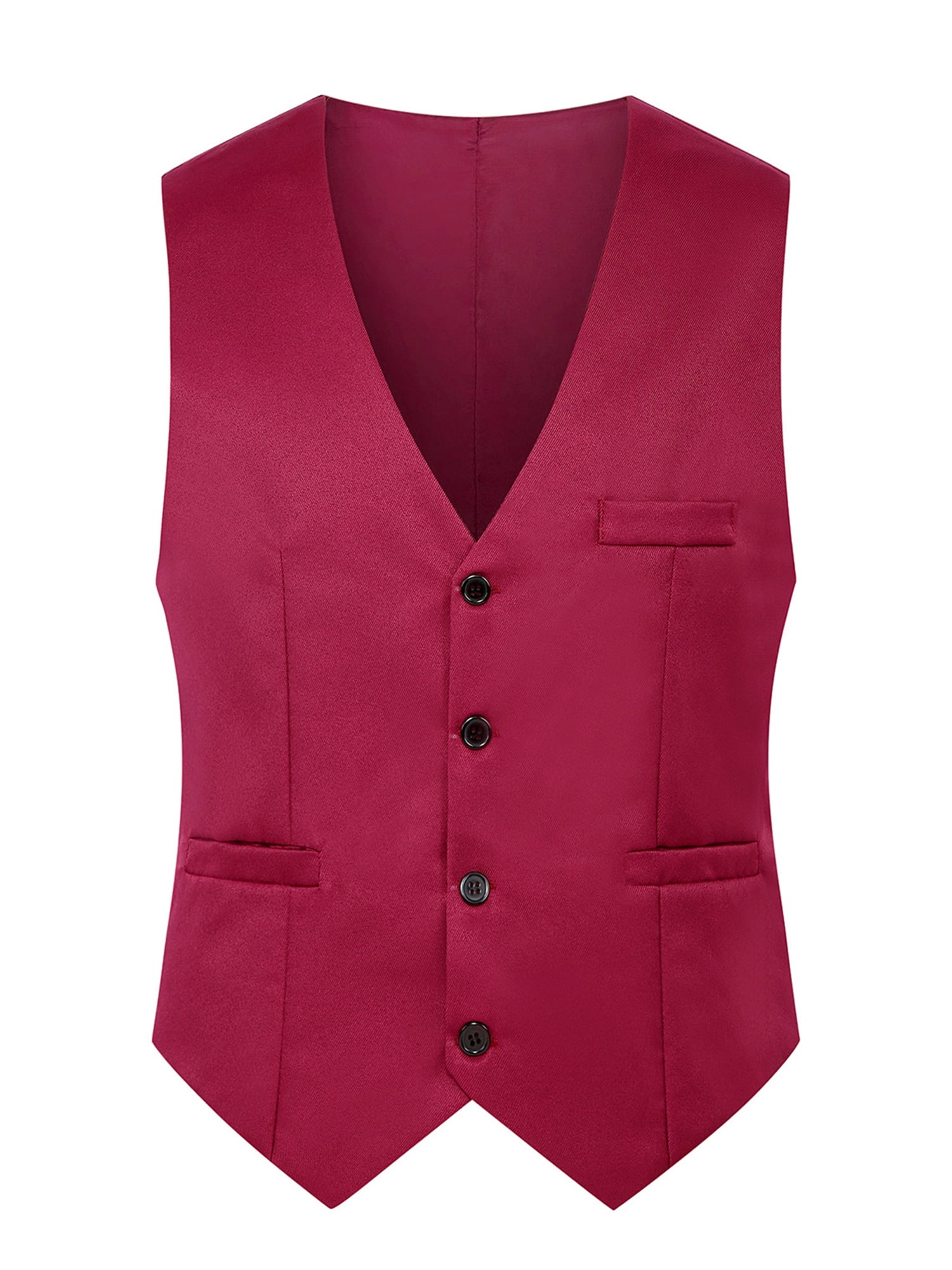 Capreze Men Waistcoat Solid Color Suit Vest Sleeveless Business Vests