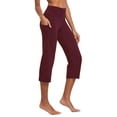 thumbnail image 2 of baleaf Women's 21" Capri Pants with Pockets, High Waist – Tummy Control Yoga Leggings for Summer Workout Wine Red XXXL, 2 of 6