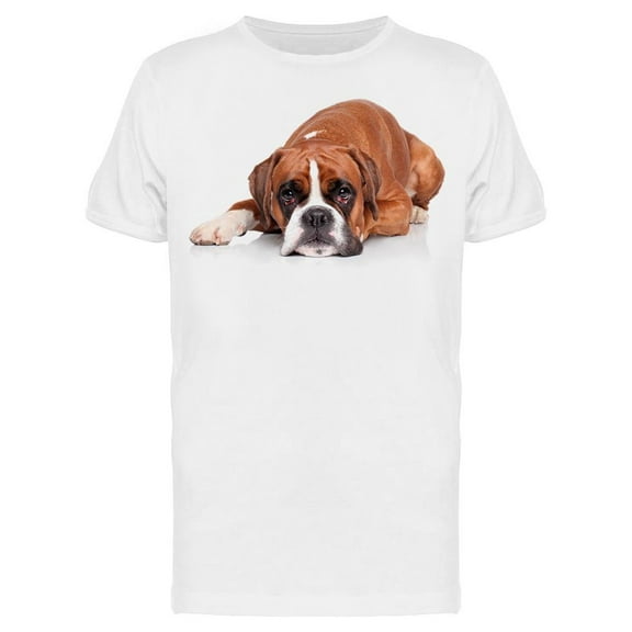 Boxer Dog Lying Down T-Shirt Men -Image by Shutterstock, Male Medium