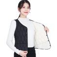 thumbnail image 5 of Winter Women Layering Vest Coat Thin Padded Button Closure V Neck Sleeveless Solid Color Windproof Heat Retention Outdoor Down Coat, 5 of 8