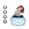 thumbnail image 2 of Whale Storage Toy Bag Chair, Little Fish Squirting Water Hearts Pattern for and, Stuffed Animal Organizer Washable Bag, Small Size, Pale Blue White, by Ambesonne, 2 of 3