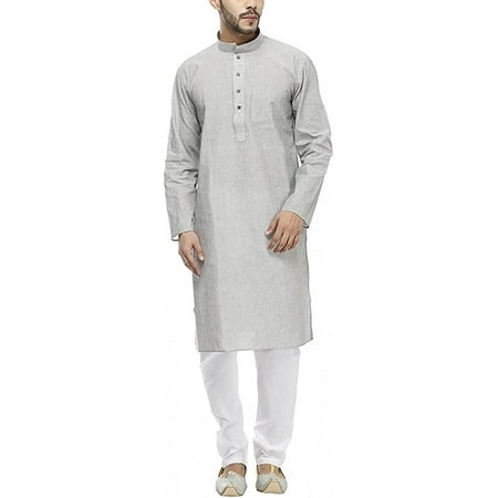 

Royal Kurta Mens Grey Linen Kurta Pyjama Set