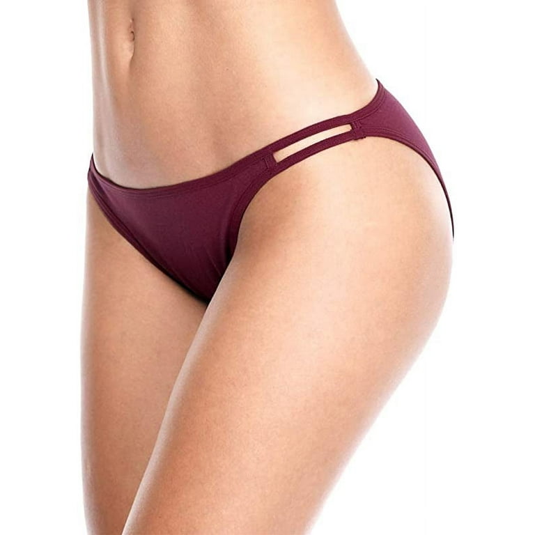 Charmo Women's Cheeky String Bikini Panties Soft Cotton Underwear Thongs 4  Pack