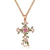 Wedding Gifts Personality Flowers Cross Necklace Temperament Encrusted With Diamond Leaves Teacher Appreciation Gifts