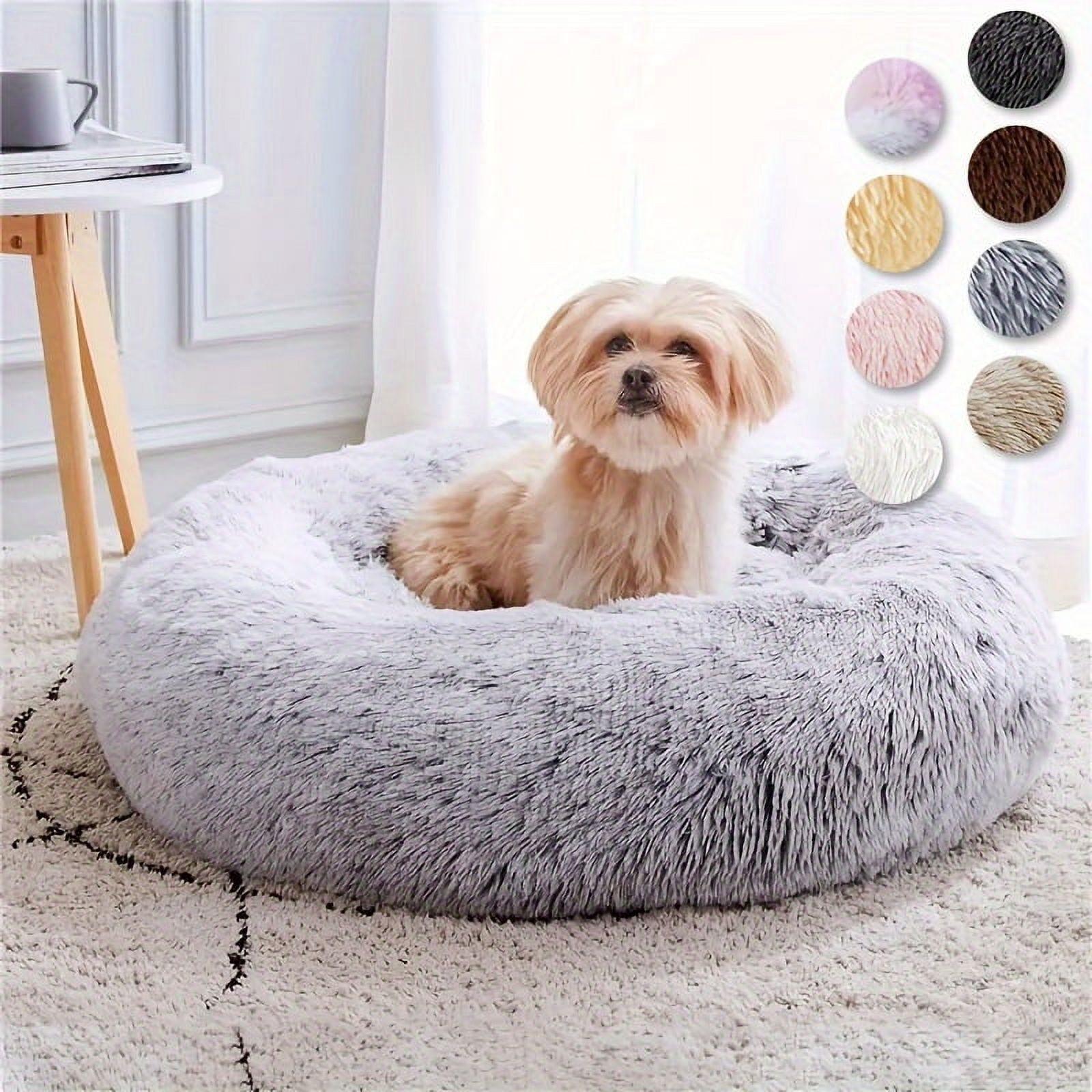 DABEI Calming Dog & Cat Bed, Anti-Anxiety Donut Cuddler Warming Cozy Soft Round Bed, Fluffy Faux Fur Plush Cushion Bed For Small Medium And Large Dogs And Cats (16"/20"/24"/28"/31"/39")