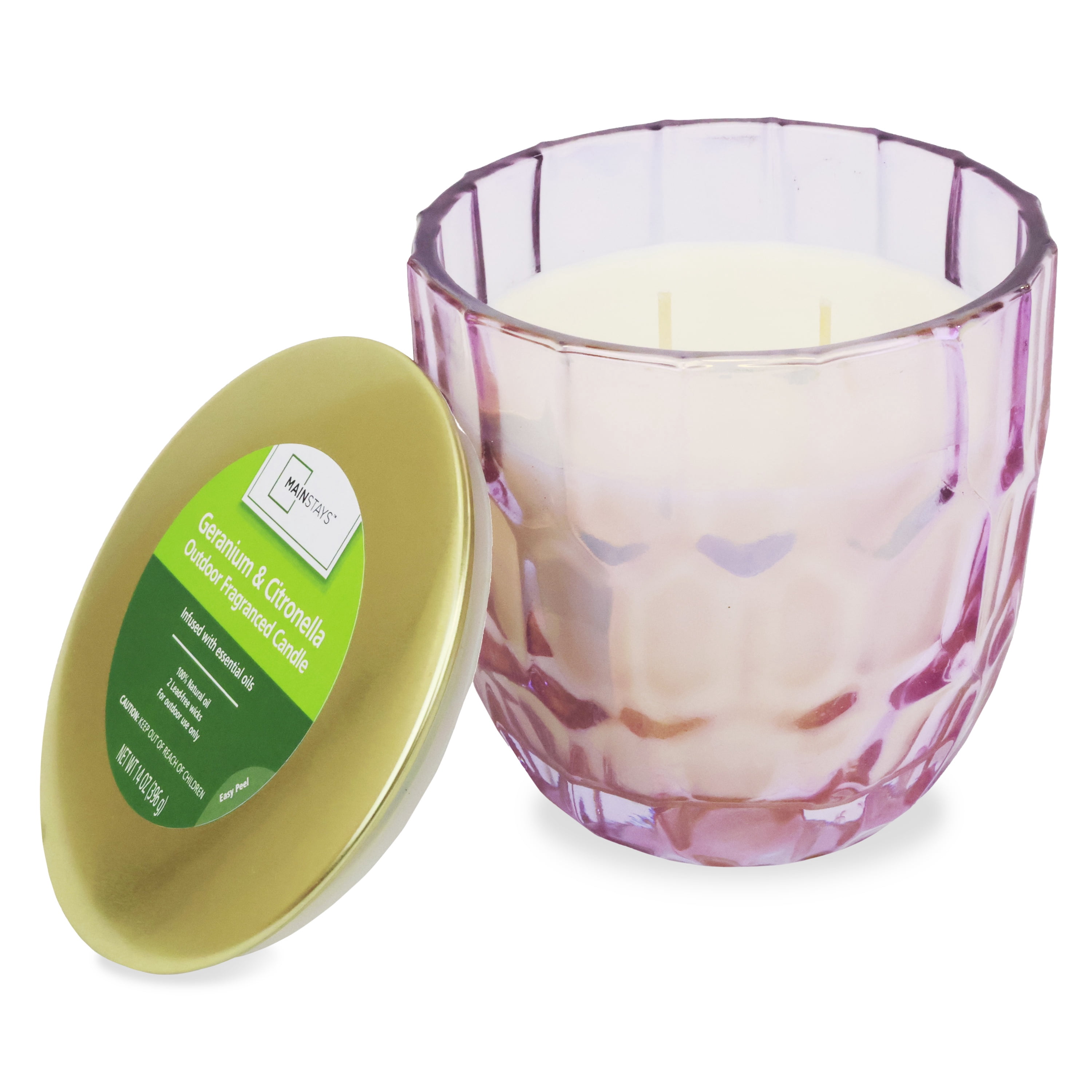 Mainstays 14-Ounce Citronella Candle in Decorative Jar for Outdoor Use