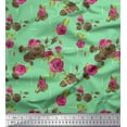 thumbnail image 3 of Soimoi Rayon Fabric Leaves & Austin Rose Floral Printed Craft Fabric by the Yard 42 Inch Wide, 3 of 3