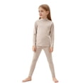 thumbnail image 2 of TiaoBug Kids Thermal Base Layer Set Boys Girls 2 Piece Thermal Long Sleeve Top with Tights Leggings Set Khaki 140, 2 of 7