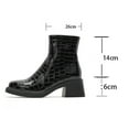 thumbnail image 4 of Women's Platform Chelsea Combat Boots Sparkly Metallic Leather Square Toe Chunky Heeled Short Ankle Booties, 4 of 8