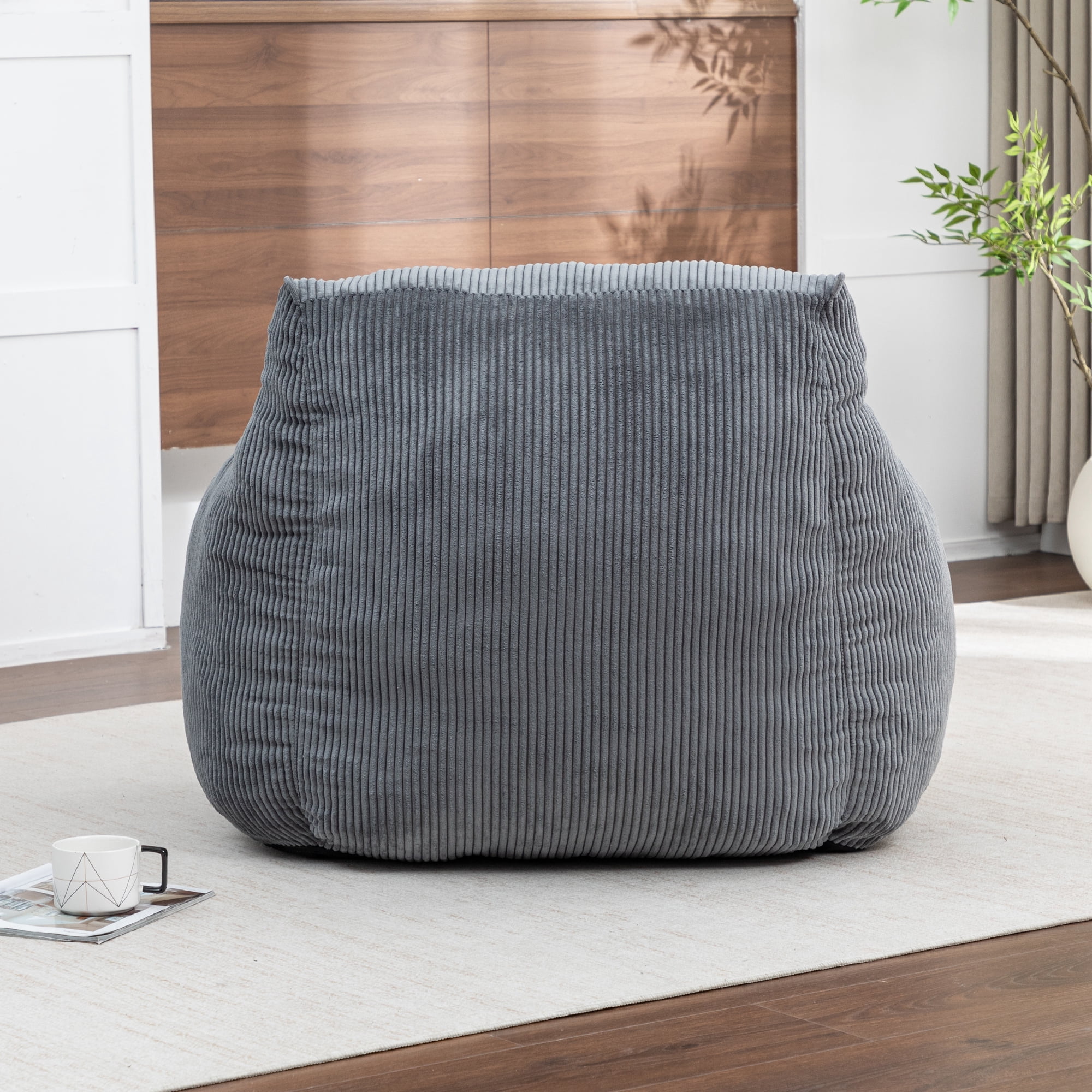 Giant Bean Bag Chair Sofa for Adults Teens, Comfy Corduroy Large Bean Bag Chairs with Armrests for Bedroom Living Room, Adult BeanBag Lazy Sofa Couch Chairs with Filler Included