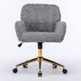 thumbnail image 5 of ENYOPRO Office Chair with Chrome Legs, Ergonomic Teddy Desk Chair Vanity Chair with Wheels, Modern Computer Chair for Home Office,Gray, 5 of 6