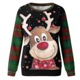 thumbnail image 5 of Pntutb Navidad moda mujer Casual manga larga cuello redondo Plaid impreso señoras sudadera tops blusa Pntutb Pntutb-4763, 5 of 5
