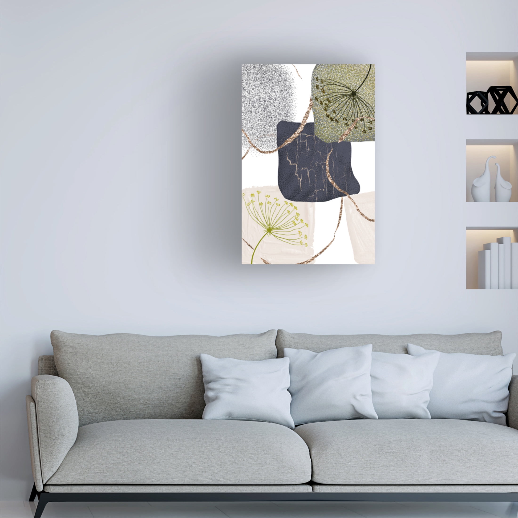 Trademark Fine Art Sally Ann Moss Green Grey 3 Canvas Wall Art