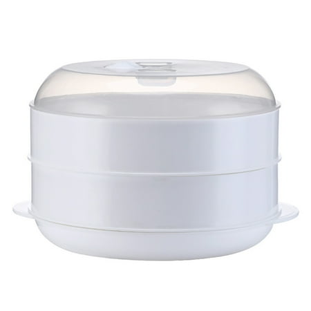 

Naierhg Round Single/Double Tier Microwave Food Steamer Kitchen Veggies Fish Cookware