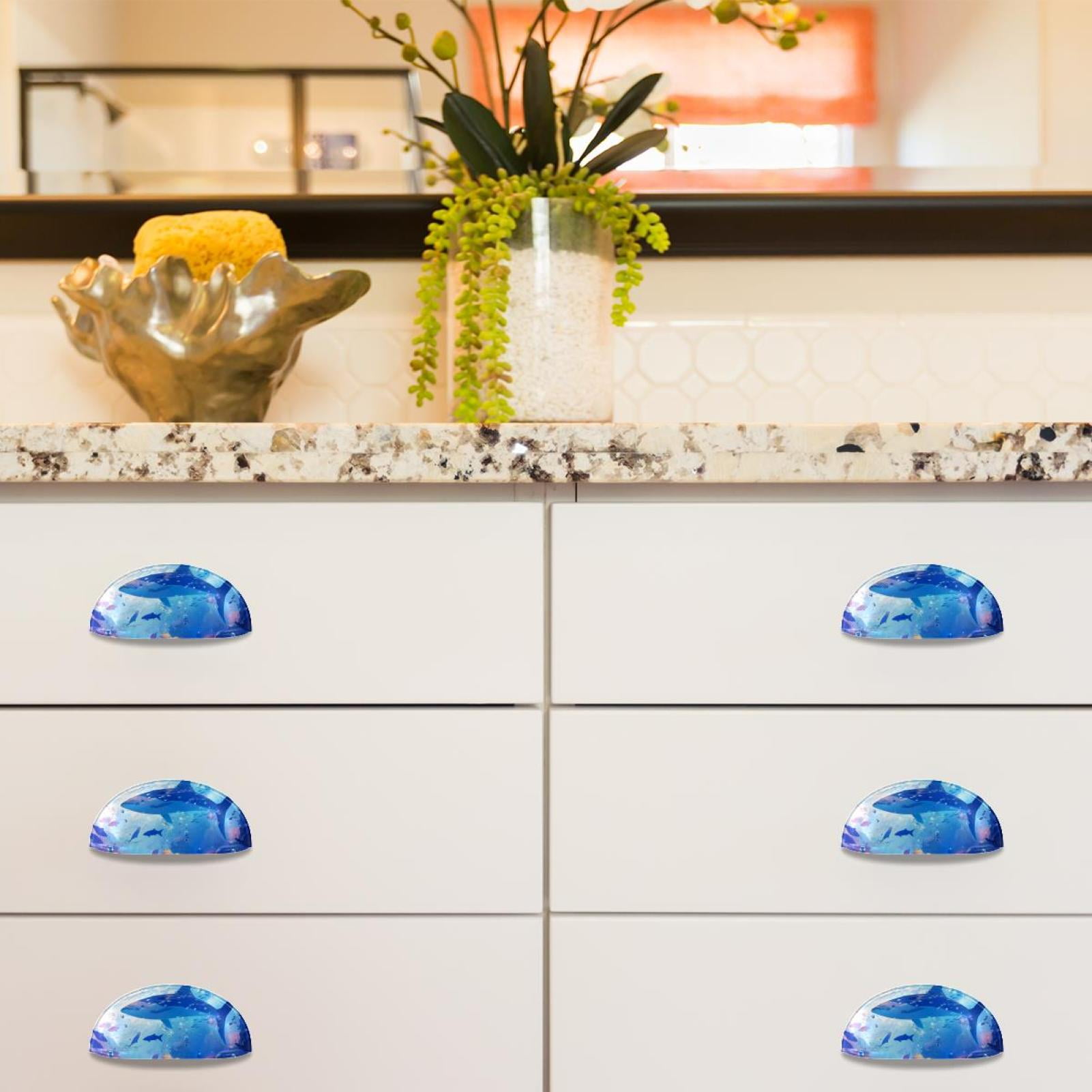 PhooArto 6 Pcs Cup Drawer Pulls, Underwater World Dolphins Shell Shape Handles Cabinet Knobs for Dresser Cupboard Closet Wardrobe with Screws