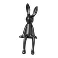 thumbnail image 3 of Figura de conejo sentado, estatua, escultura, adorno, expositor, creación de cerámica sencilla y divertida, adecuada para estantería de oficina, decor Negro, 3 of 8