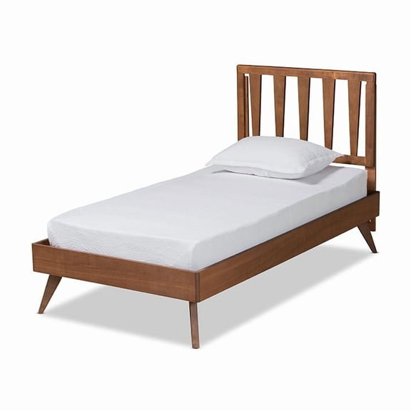 Baxton Studio Michi Modern and Contemporary Ash Walnut Finished Wood Twin Size Bed