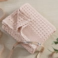 thumbnail image 5 of PHF 100% Cotton Waffle Weave Blanket, Lightweight Throw Washed Blanket for Bed Sofa Home Decor, Pink, 50"x60", 5 of 7