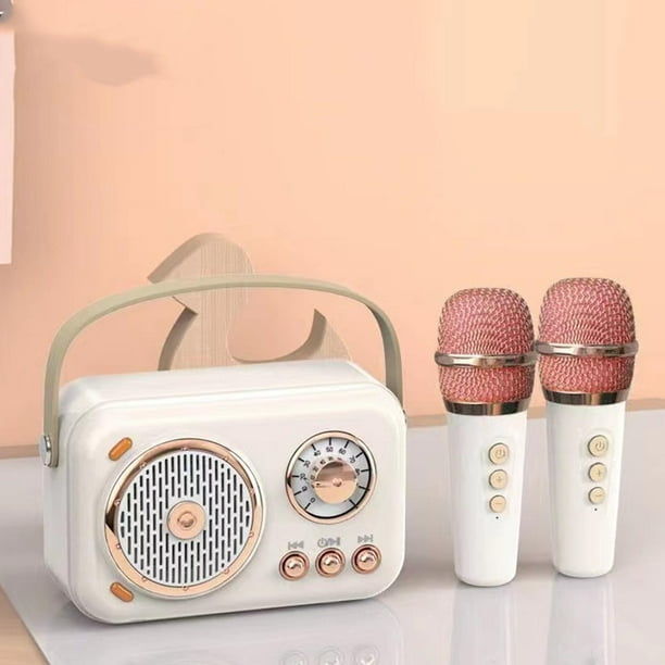 Machine de karaoké pour adultes et enfants, machine de karaoké Bluetooth  portable, système de haut-parleurs Pa avec microphone Bluetooth sans fil  (blanc)