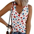 thumbnail image 2 of WZXFASHION American Flag Tank Top Women 4th Of July Shirts Button V Neck Knit Ribbed Tops Casual Coloful Printed Patriotic Tees Spring Savings Clearance Women's Short sleeve T-shirt, 2 of 5
