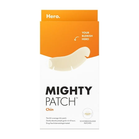 Hero Cosmetics Mighty Patch Chin, Contoured Chin Hydrocolloid Acne Pimple Patch, 10 Count