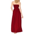 thumbnail image 3 of HAPPY BAY Women's Beach Summer Solid Smocked Top Maxi Evening Slit Dress Casual Strapless Tube Dresses for Women One Size Coral, Solid, 3 of 3