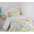thumbnail image 4 of Ambesonne Pastel Quilted Bedspread Set 2 Pcs, Colorful Squares Mosaic, Twin Size, Multicolor, 4 of 6
