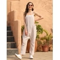 thumbnail image 2 of Lentta Women's Loose V Neck Harem Jumpsuits Sleeveless Spaghetti Strap Baggy Overalls with Pocket (LightKhaki-S), 2 of 4