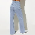 thumbnail image 4 of Henpk New Arrivals 2024 Now Trending 2024 Jeans For Women High Rise Leggings For Women Plus Size Clearance Jeans Solid Color Jeans Gradient Washed Trousers With Slits Blue L, 4 of 9