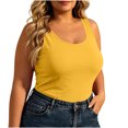 thumbnail image 3 of JOANKDMI Plus Size Tank Tops for Women Sleeveless Summer Scoop Neck Wide Strap Loose Fit Tunic Autumn Casual Vacation Layering Piece Wear,Yellow,L-5XL, 3 of 8