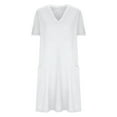 thumbnail image 6 of BLVB Casual Dresses for Women V Neck Plain Loose Summer Short Sleeve T Shirts Dress Short Lounge Dress with Pockets, 6 of 7