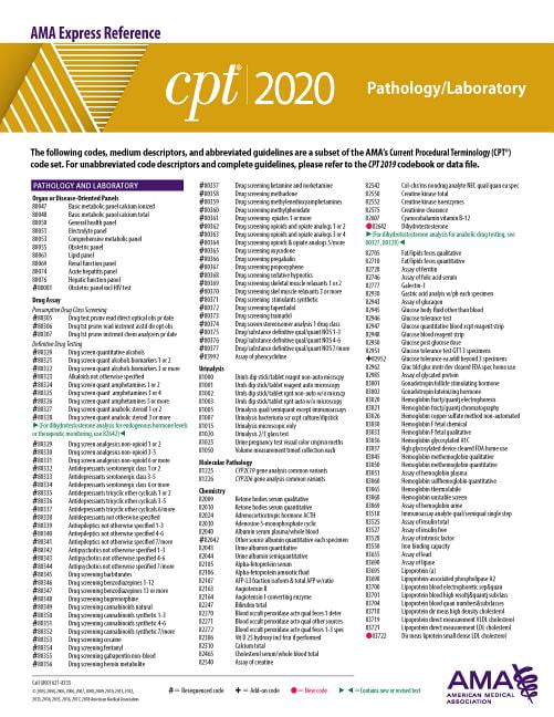 CPT 2020 Express Reference Coding Card Pathology/Laboratory (Book