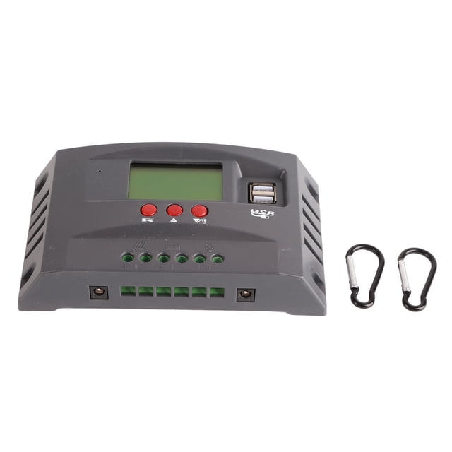 Controlador de carga solar MPPT con seguimiento de carga, 12 V/24 V, adaptación automática, regulador de panel solar LCD con 2 puertos USB de CC de 40 A.
