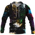 thumbnail image 4 of Men's Loose Fit Printed Hooded Sweatshirt, Long Sleeve Casual Pullover Fleece Hoodie for Street Style, Lounge, Autumn Winter,Black,L, 4 of 5