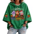 thumbnail image 2 of Thanksgiving Shirts for Women Happy Hallothanksmas Halloween Christmas 3/4 Sleeve Hooded Sweatshirt Graphic Tee Tops, 2 of 4