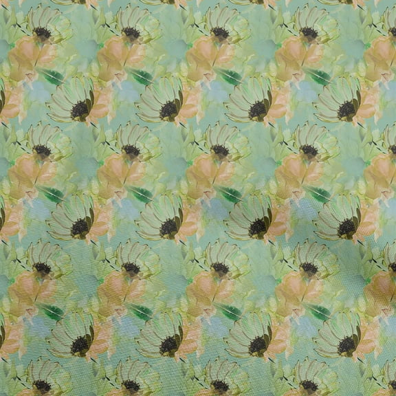 oneOone Cotton Poplin Mint Green Fabric Florals Fabric For Sewing Printed Craft Fabric By The Yard 56 Inch Wide-HA