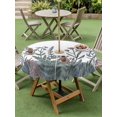 thumbnail image 3 of Outdoor Tablecloth with Umbrella Hole and Zipper, Farmhouse Wildflower Round Table Cloth 54 Inch Waterproof Tablecloth, Spring Summer Watercolor Floral Plant Picnic Table Cover for Patio Camping, 3 of 7