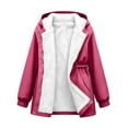 thumbnail image 5 of Puntoco Girls Long Rain Jacket Waterproof with Hood Lightweight Windbreaker Raincoat Plus Size Travel Camping Outdoor Coat Hot Pink 14-15 Years, 5 of 9