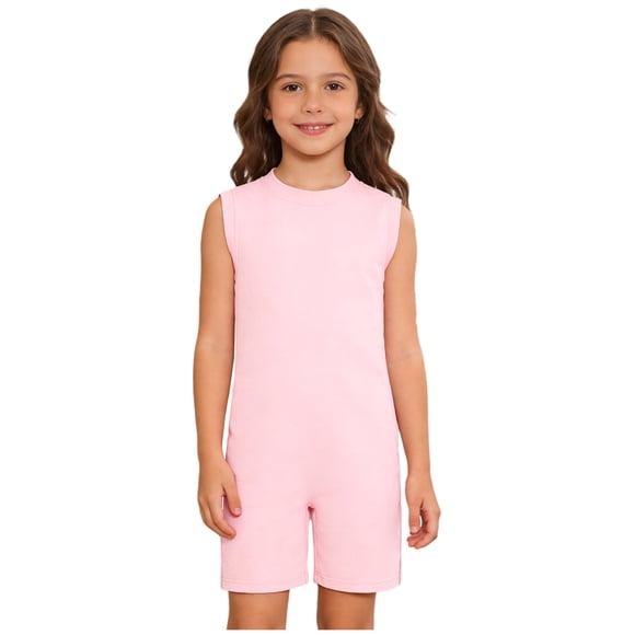 Kaerm Girls Boys Special Needs Adaptive Clothing Autism Kids Anti-strip Jumpsuit Sleeveless Romper Bodysuit Pink 8