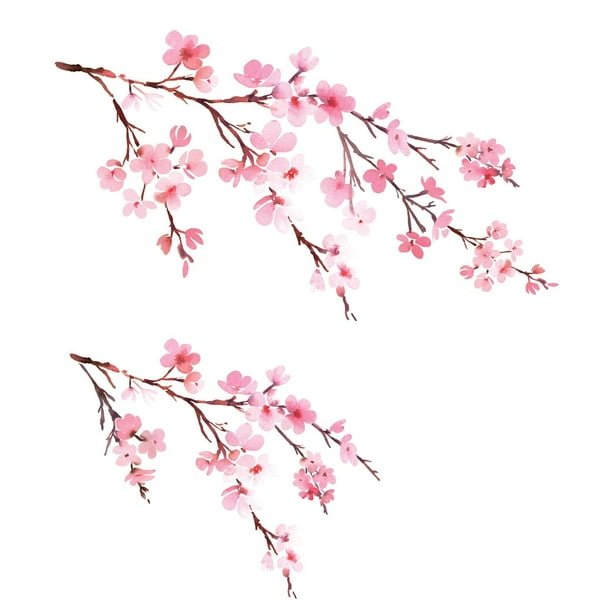 Decowall Ds6-2003 Pegatinas De Pared Para Niños Con Flores De Cerezo En Acuarela, Pegatinas De Pared, Pegatinas De Pared Removibles Para Despegar Y Pegar, Para Decoración De Sala De Estar, Dormitorio,