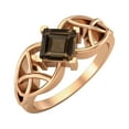 thumbnail image 2 of 5mm Square Shape Natural Smoky Quartz 925 Silver Rose Vermeil Celtic Women Mother's Day Gift Ring, 2 of 4