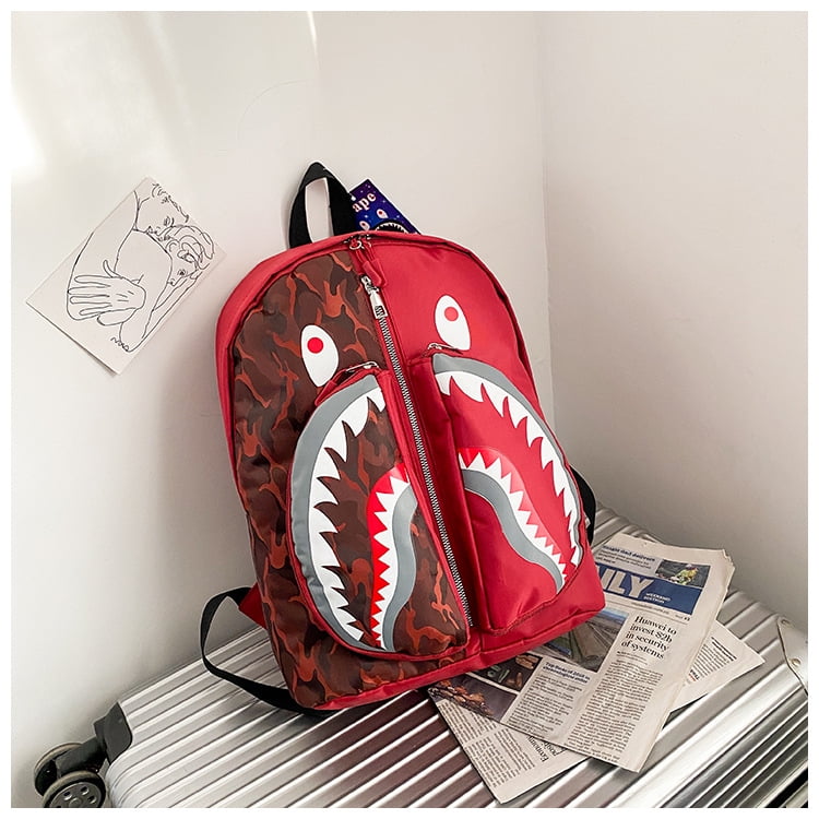 New Shark Bag Bape Personality Graffiti Student Backpack Men And
