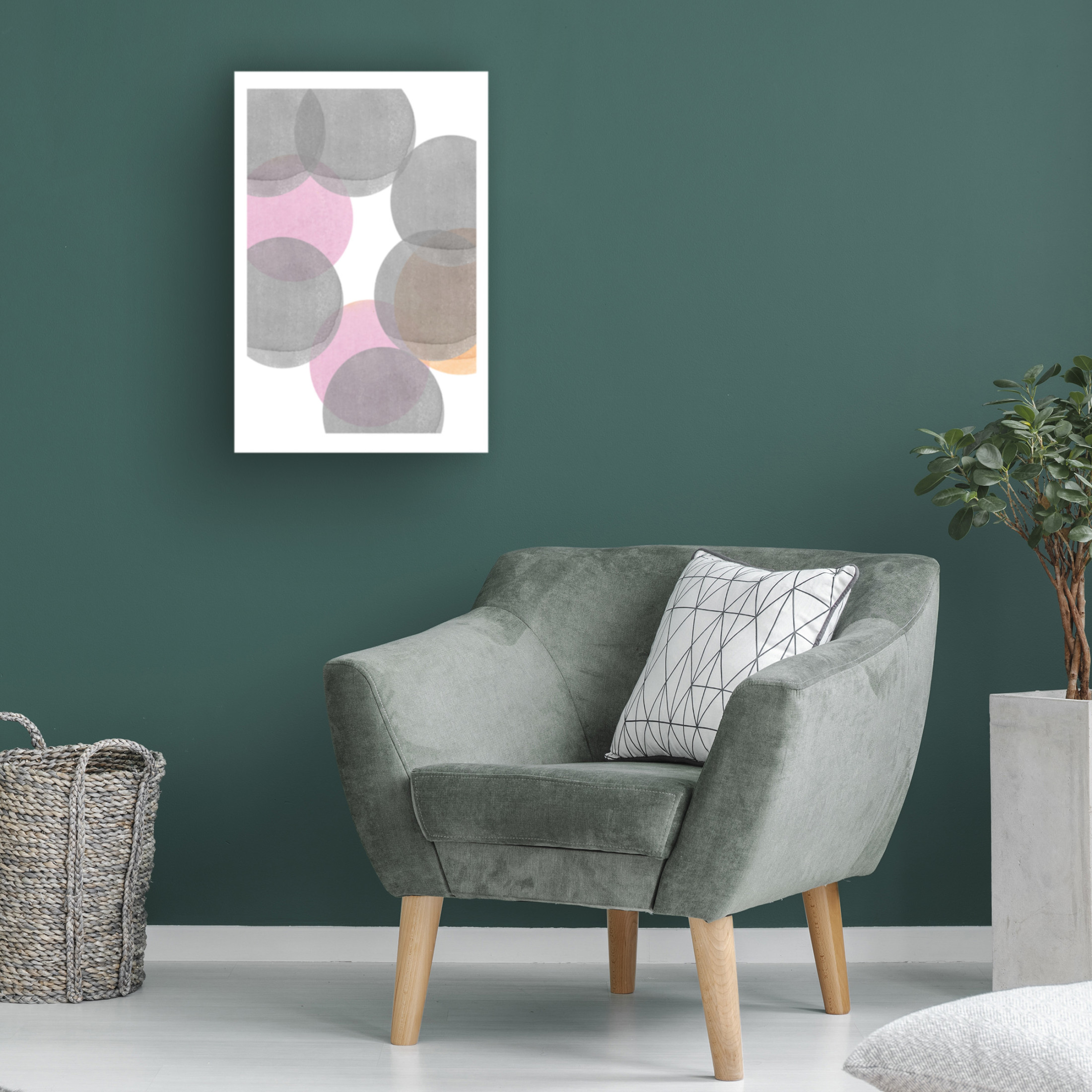 Trademark Fine Art Louise van Terheijden Gray Pink Circles Ii Canvas Wall Art