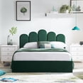 thumbnail image 6 of Upholstered Bed Frame with Palm-Shape Headboard, 750N Hydraulic Lift Storage Bed with Soft Velvet Fabric, 14 Wooden Slats, 8.26" Under-Bed Storage Space, Noise-Free Design, Available in, Green, Full, 6 of 7