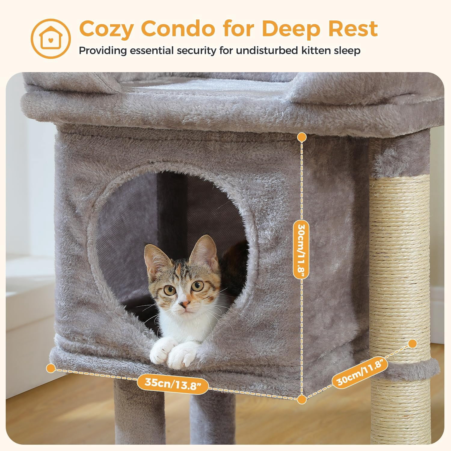 Cat Scratching Post Tower with Removable Bed, Play Ball, and Large Top Scratcher Pad for Kittens and Cats